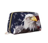 VTCTOASY Borsa per il trucco con stampa aquila calva con bandiera americana borsa da toilette versatile borsa da toilette grande capacità borsa cosmetica per donne, bianca, taglia unica, bianco,