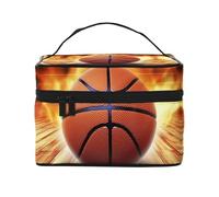 VTCTOASY Borsa per trucchi con stampa di Basketball Arena da donna, borsa da toilette portatile di grande capacità, borsa cosmetica da viaggio per viaggi all'aperto, nera, taglia unica, Nero , Taglia