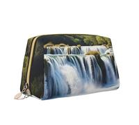 VTCTOASY Cascate sul fiume Krka Borsa per il trucco portatile versatile borsa da toilette grande capacità borsa cosmetica per donne, bianco, taglia unica, bianco, Taglia unica