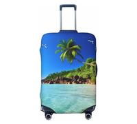 VTCTOASY Copertura elastica per bagagli da viaggio con stampa paradiso tropicale, alla moda, adatta per bagagli da 45 a 81 cm, Nero , L