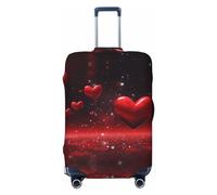 VTCTOASY Copertura elastica per valigie da viaggio con stampa di cuori rossi e spazio e amore, alla moda, adatta per bagagli da 45 a 81 cm, Nero , L
