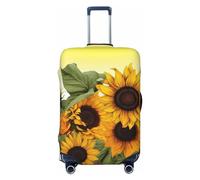 VTCTOASY Copertura elastica per valigie da viaggio, con stampa floreale e girasoli, adatta per bagagli da 45,7 a 81,7 cm, Nero , S