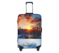 VTCTOASY Copertura per bagagli da viaggio con stampa di paesaggio all'alba invernale copertura elastica per valigie da viaggio adatta per bagagli da 45,7 a 81,7 cm, Nero , L