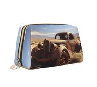 VTCTOASY Desert Wheels Borsa per il trucco con stampa di ruote del deserto Borsa da toilette versatile borsa cosmetica di grande capacità per le donne, bianca, taglia unica, bianco, Taglia unica