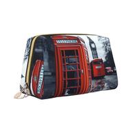VTCTOASY England UK - Trousse per trucchi con stampa telefonica retrò Londra, portatile, versatile, borsa da toilette grande capacità per donne, bianco, taglia unica, bianco, Taglia unica