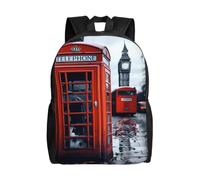 VTCTOASY England UK - Zaino con stampa telefonica retrò Londra, 40,6 cm, leggero, impermeabile, zaino casual per donne e uomini, nero, taglia unica, Nero, taglia unica