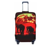 VTCTOASY Red Full Moon Elephants Print Travel Luggage Cover Fashion Copertura elastica per bagagli Adatto per bagagli da 45-81 cm, Nero , M