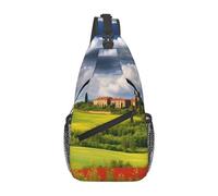VTCTOASY Sling Bag Crossbody Sling Zaino per Uomo Donna Due Cervi Croce Borsa Petto Viaggio Escursionismo Daypack, Primavera Toscana, Taglia unica, Zaini da viaggio