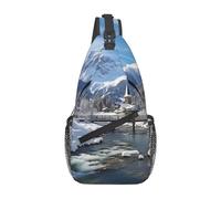 VTCTOASY Sling Bag Crossbody Sling Zaino per uomo donna Inverno Neve Notte Croce Petto Borsa Viaggio Escursionismo Daypack, Paesaggio invernale nelle Alpi bavaresi, Taglia unica, Zaini da viaggio
