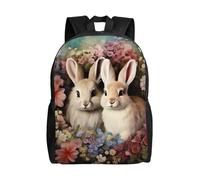 VTCTOASY Two rabbits among flowers Zaino per computer portatile per donne e uomini leggero zaino sportivo casual escursionismo zaino
