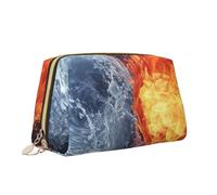 VTCTOASY Water and Fire - Borsa per il trucco con stampa a forma di cuore, portatile, versatile, borsa cosmetica di grande capacità, per donne, bianca, taglia unica, bianco, Taglia unica