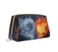 VTCTOASY Water and Fire - Borsa per il trucco con stampa a forma di cuore, portatile, versatile, borsa cosmetica di grande capacità, per donne, bianca, taglia unica, bianco, Taglia unica