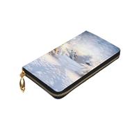 VTCTOASY Winter Snowy Print Portafoglio da donna in pelle con cerniera portamonete grande porta carte di credito portafoglio per regalo di festa, nero, taglia unica, Nero , Taglia unica