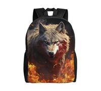 VTCTOASY Wolf Burning in Fire, zaino per computer portatile, per donne e uomini, leggero, per sport, casual, escursionismo