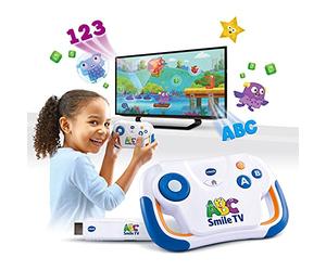 VTech ABC Smile TV - Console di apprendimento wireless con chiavetta HDMI per TV con 15 livelli di gioco per ore di apprendimento - Per bambini dai 3 ai 7 anni