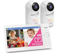 VTech Advanced HQ Max Twin 7" Video Digitale 2 Fotocamere Baby Monitor con Pan Tilt Zoom, Batteria Lunga Durata 5000mAh, Schermo IPS, Luce Notturna Adattiva Multicolore, Conversazione a 2 Vie, Display
