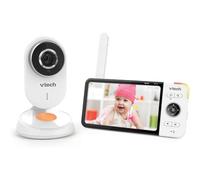 VTech - BM818 - Baby Video Wide View HD - Schermo 5'' Ultra piatto HD -Luce notturna e ninne nanne 720p - Versione FR, Bianco