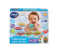 VTech - Cofanetto da bagno Empilo Rigol'Acqua, 13 giocattoli da bagno per bambini, animali rigolos, elefante irrigatore, barche da collegare e impilare, regalo per bambini e ragazzi a partire da 1