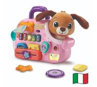 VTech Il Mio Cagnolino Trasportino, Peluche Interattivo con Borsetta Interattiva per Trasporto, 6 Accessori Inclusi, 2 Modalità, Spegnimento Automatico, Lingua Italiana, Batterie Incluse, 12-36 Mesi