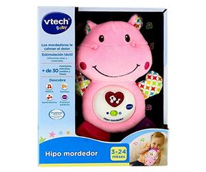 VTech - Ippopotamo massaggiagengive di Peluche Musicale e sonaglio Che Aiuta a calmare e alleviare Il Tuo Bambino con Dolce Frasi Assortiti