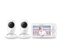 VTech LM808-2W Baby Monitor con 2 telecamere, 300 m di distanza, visione notturna automatica, video baby monitor con schermo da 5 pollici, conversazione audio a 2 vie, sensore di temperatura, modalità