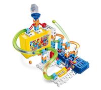 VTech - Marble Rush, Circuito a sfere Build & Store Box Set M400, Gioco di costruzione e Scatola di immagazzinaggio, 65 pezzi, 5 sfere, Regalo per bambini dai 4 anni - Contenuto in francese