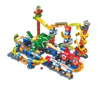 VTech - Marble Rush, Circuito a Sfere Elettronico Dino Adventure Magnetic Set XL400E, Gioco di Costruzione Magnetico Dinosauro, 100 Pezzi, 10 Palle, Regalo Bambino Da 4 Anni - Contenuto in Italiano
