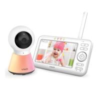VTech monitor video per bebè con schermo LCD a colori da 5 pollici, ninne nanne e suoni rilassanti, luce notturna multicolore, interfono e sensore di temperatura, BM5254