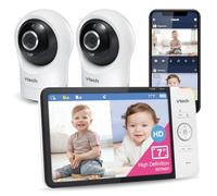 VTech RM7764-2HD 1080p Smart WiFi Remote Access 2Camera BabyMonitor, 360° Pan&Tilt, 10X Zoom, 7” 720p HD Display, HD NightVision, Soothing Sounds, 2-Way Talk, Temperature&Motion Detection, iOS&Android