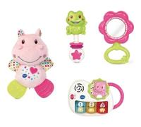 VTech Set Regalo Nascita Éveil des Sens Rosa con Peluche Ippopotamo e Piano con Luci e Suoni