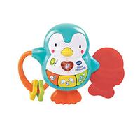VTech - Sonaglio P'tit Pinguino, Sonaglio interattivo e musicale, giocattolo di risveglio, anello di dentizione, regalo per bambini a partire dai 6 mesi - Contenuto in italiano