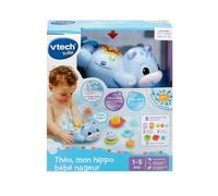 VTech - Theo, Mon Hippo Baby Nuotatore, Giocattolo da bagno per bambini, Ippopotamo che nuota animali interattivi e musicali con 8 accessori da gioco, regalo per bambini e ragazze da 1 anno -