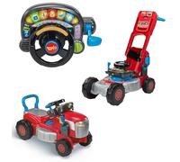 VTech Trattore e tosaerba 3 in 1, giocattolo educativo interattivo con volante, 4 canzoni e 36 melodie