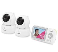 VTech VM923-2 Video Baby Monitor with 19-Hour Battery Life, 2 Cameras, 1000ft Long Range, Pan-Tilt-Zoom, Enhanced Night Vision, 2.8"Screen, 2-Way Audio Talk, Temperature Sensor and Lullabies