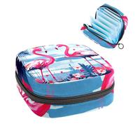 VTGHDEEQ Borsa per assorbenti igienici,borsa per periodo,borsa per imbottitura,Flamingo strisce fiori rosa,custodia per periodo