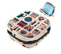 VTGHDEEQ Borsa per assorbenti igienici,borsa per periodo,borsa per imbottitura,Mappa del giorno dell'indipendenza americana,custodia per periodo