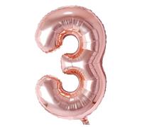 Vthoviwa 101 CM Compleanno Palloncini Numeri 3 Rosa Oro, Pallone 3. 0123456789,10-19,20-25,30,40,50,60,70,80,90 Compleanno Numero Palloncini Foglio, Palloncino 3 Decorazione Festa Supporta Elio