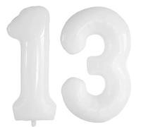 Vthoviwa 101 CM Palloncini Numeri 13/31 Bianco, Pallone 13/31 Compleanno Numero Palloncini Foglio, Palloncino 13/31 Decorazione Festa Supporta Elio