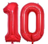 Vthoviwa 40 Pollici Palloncini Numeri 10 Rosso, Pallone 10. 0123456789,10-19,20-25,30,40,50,60,70,80,90 Compleanno Numero Palloncini Foglio, Palloncino 10 Decorazione Festa Supporta Elio
