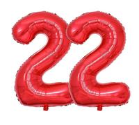Vthoviwa 40 Pollici Palloncini Numeri 22 Rosso, Pallone 22. 0123456789,10-19,20-25,30,40,50,60,70,80,90 Compleanno Numero Palloncini Foglio, Palloncino 22 Decorazione Festa Supporta Elio