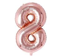 Vthoviwa 40 Pollici Palloncini Numeri 8 Rosa Oro, Pallone 8. 0123456789,10-19,20-25,30,40,50,60,70,80,90 Compleanno Numero Palloncini Foglio, Palloncino 8 Decorazione Festa Supporta Elio