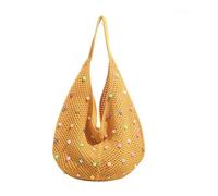 VTIDOBE Borsa a tracolla da donna all'uncinetto con perline colorate borsa mare bella ascella moda borse da spiaggia per viaggi, Giallo, large