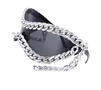 VTIDOBE Occhiali da sole da donna alla moda con telaio a catena in metallo per un look elegante e protezioni UV400 per tutti i giorni e feste, Nero Grigio Argento