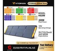 VTOMAN VS200 Pannello solare pieghevole rigido Kit pannello solare portatile da viaggio, telefono e barca ad alta efficienza da 19 V 200 W