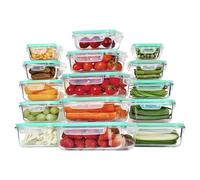 Vtopmart Juego de 15 recipientes de vidrio para almacenamiento de alimentos, recipiente de preparación de comidas con tapas herméticas a prueba de fugas, para microondas, horno, congelador y
