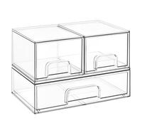Vtopmart Organizer Cassetti, Cassetti per Armadio Interno, Trasparente Cassettiera Plastica, Scatola Porta Oggetti con 3 Cassetti, Organizer Antiscivolo per il Bagno, Tavolo da Toeletta, Scrivania