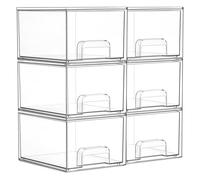 Vtopmart Set di 6 Piccoli Cassetti Impilabili, Organizer in Acrilico, per la Conservazione e Organizzazione di Cassettiera, Bagno, Cosmetici, Cucina, Dispensa