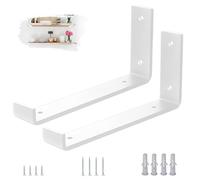VTOPVMAX Set da 2 Staffe per Mensole Reggimensola, Supporti a Muro in Acciaio 5mm Bianco con Bordo Antiscivolo, per staffe per mensole pesanti 25cm