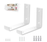 VTOPVMAX Set da 2 Staffe per Mensole Reggimensola, Supporti a Muro in Acciaio 5mm Bianco con Bordo Antiscivolo, per staffe per mensole pesanti 15cm