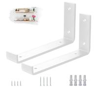 VTOPVMAX Set da 2 Staffe per Mensole Reggimensola, Supporti a Muro in Acciaio 5mm Bianco con Bordo Antiscivolo, per staffe per mensole pesanti 22.5cm